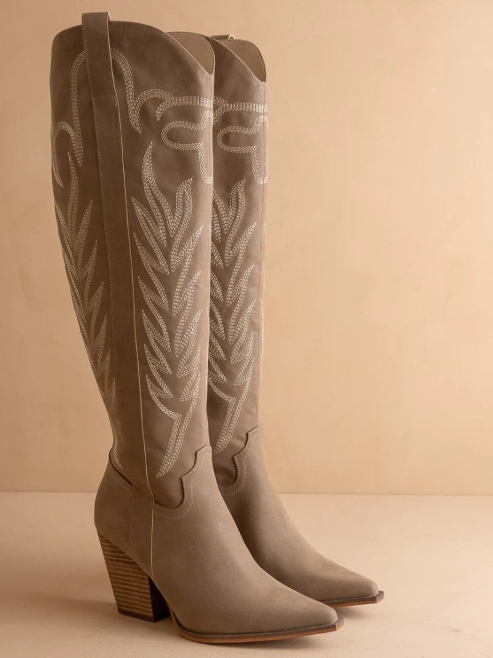 BNIB Embroidered Vegan Suede Cowboy Boots